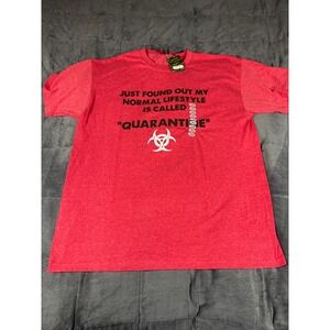 M&O Gold Mens Quarantine Lifestyle Biohazard Graphic T-Shirt Heather Red Large